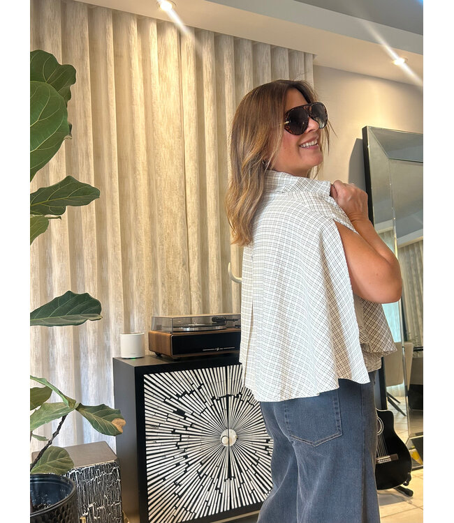 Gingham Collared Poncho Top