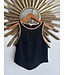 Black Floral Patch Tan Top