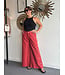 Crimson Red Studded Denim