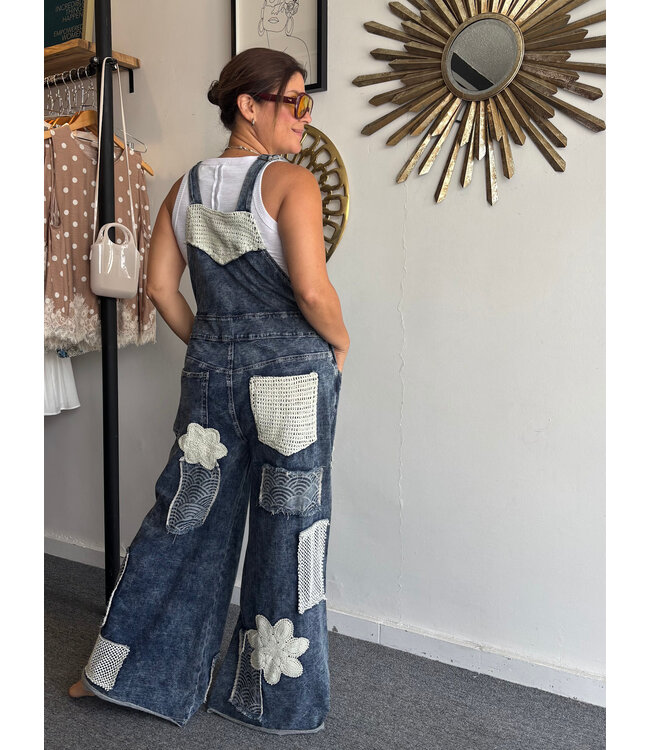 Indigo Patch Denim Jumpsuit