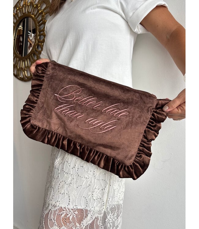 Pretty Ruffle Velvet Clutch