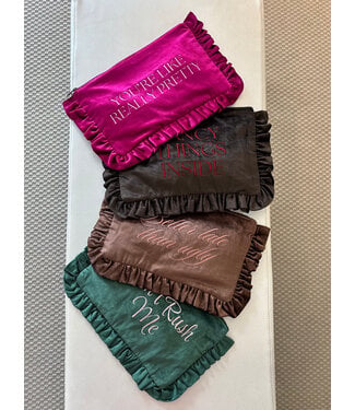 Pretty Ruffle Velvet Clutch