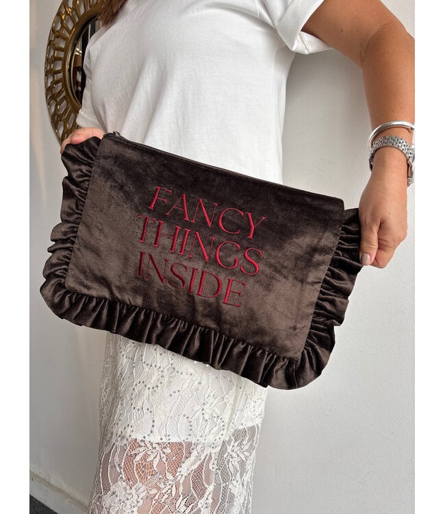 Pretty Ruffle Velvet Clutch