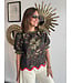 Solid Wavy Hem Detail Floral Top