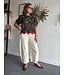 Solid Wavy Hem Detail Floral Top