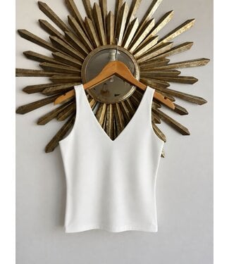 Sleeveless V Neck Basic Top Ivory