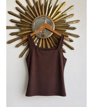 Square Neck Basic Sleeveless Espresso