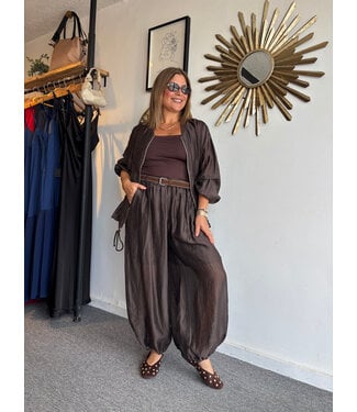 One Size Tencel Jacket & Pants Set Choco