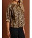 Puff Sleeve Metallic Animal Print Top