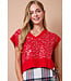Sequins Red Sweater Top