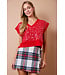 Sequins Red Sweater Top