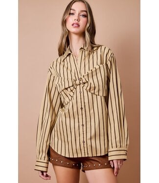 Day + Moon Striped Button Down With Bow