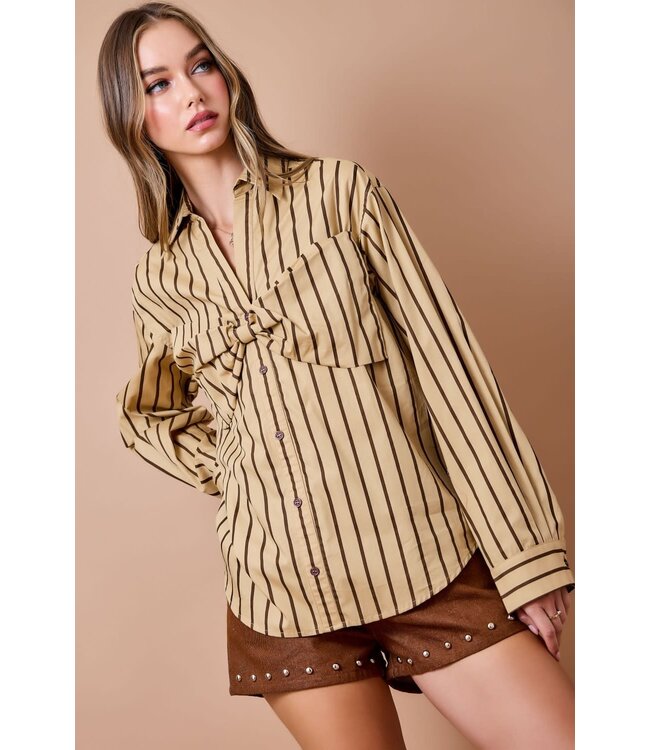 Striped Button Down With Bow