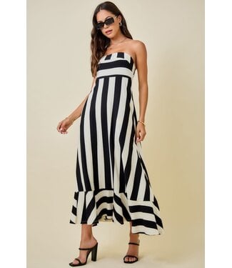 Day + Moon Strapless Stripe Dress