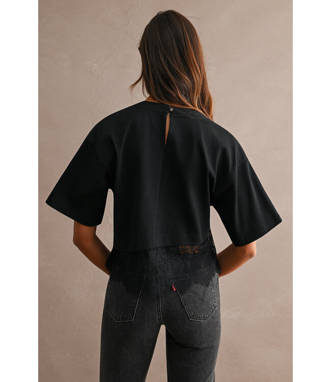Jersey Lace Contrast Detail  Top