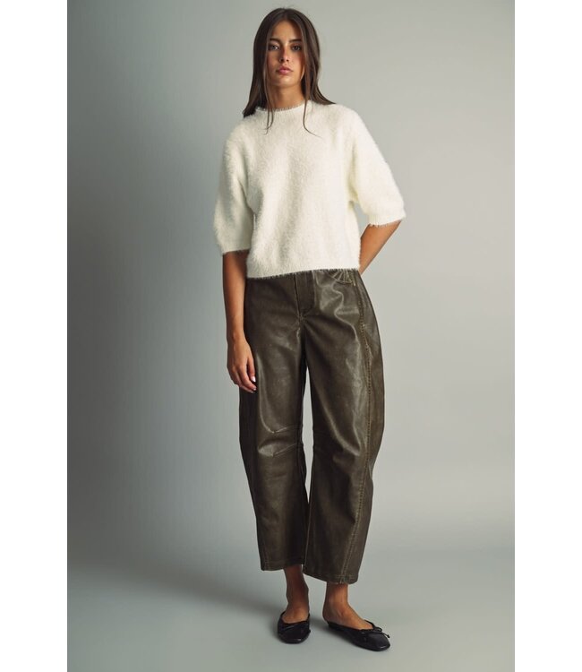 Fluffy Cropped  Faux Sweater