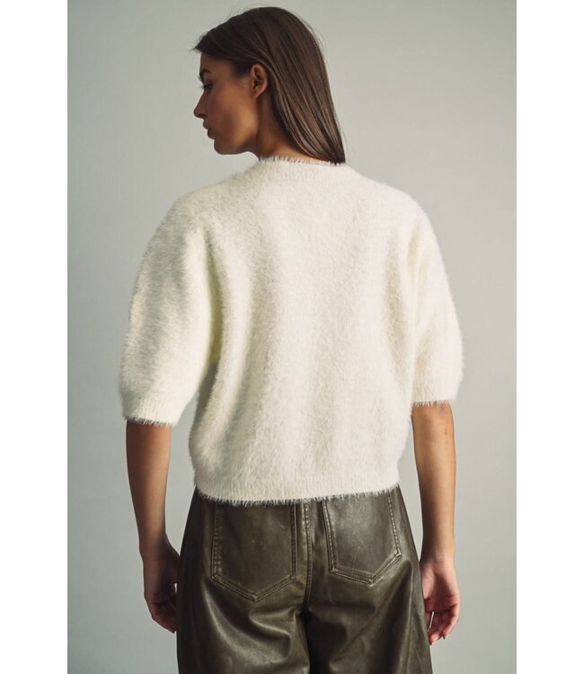 Fluffy Cropped  Faux Sweater