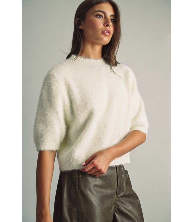 Fluffy Cropped  Faux Sweater