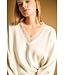 Long Sleeve Lace Contrast Knit Top