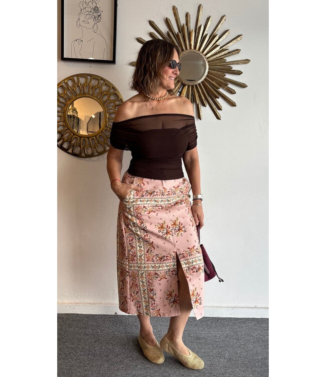 Hankerchief Twill Midi Skirt