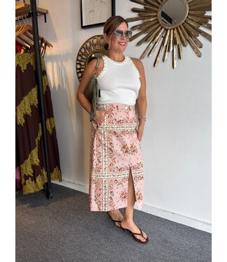Hankerchief Twill Midi Skirt