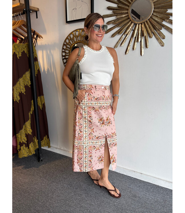 Hankerchief Twill Midi Skirt