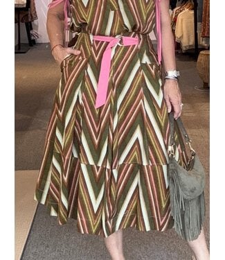 Color Block Printed Midi Skirt