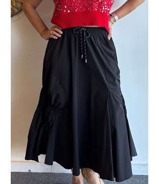 Asymmetric Rouched Midi Skirt