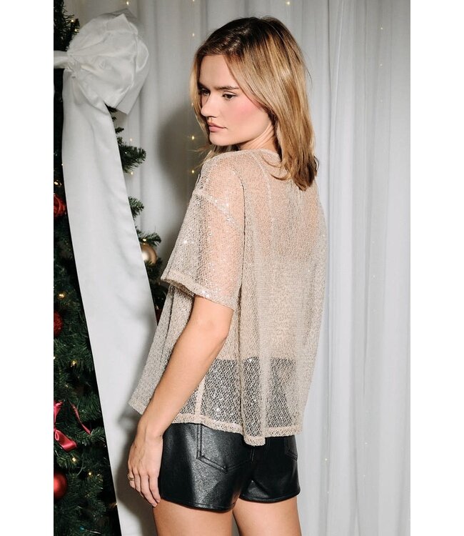 Champagne Oversize Sequins Top