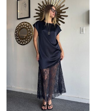 Navy Lace maxi shirt Dress