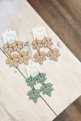 Bead Leaf Earrings