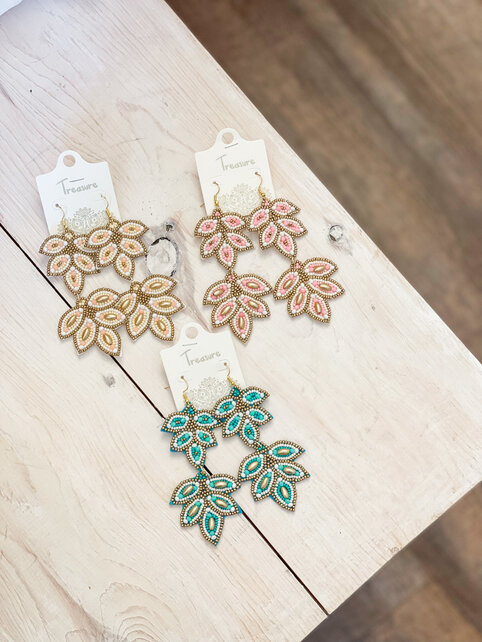Bead Leaf Earrings