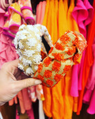 Floral pattern straw headband