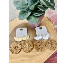 Rattan round earrings