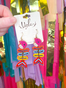 Colorful fish bone earrings