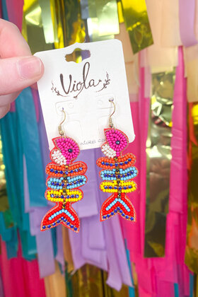 Colorful fish bone earrings