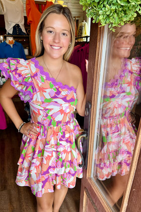 Tropical One Shoulder Dress
