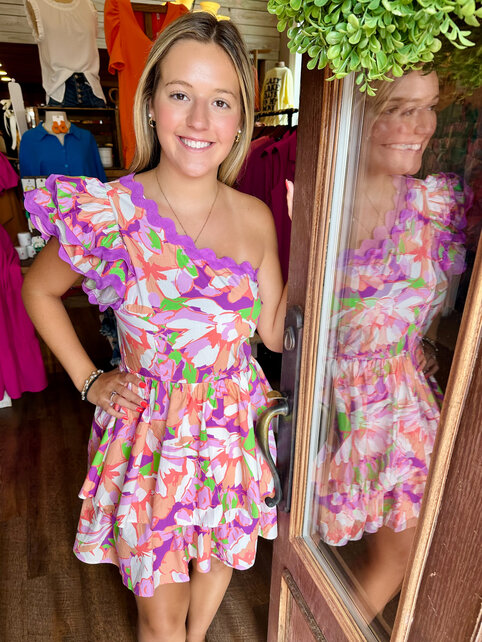 Tropical One Shoulder Dress