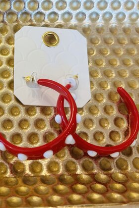 Brittany’s Red & White Dotted Hoops