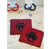Paw Print Beaded Coin Pouch