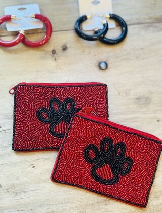 Paw Print Beaded Coin Pouch