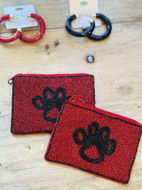 Paw Print Beaded Coin Pouch