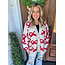 The Uptown Peach Christmas Bows Pullover Cardigan