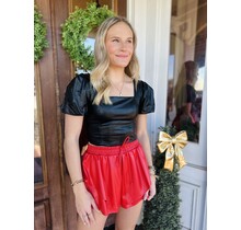 Chic Pleather Blouse - Cropped