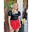 The Uptown Peach Chic Pleather Blouse - Cropped