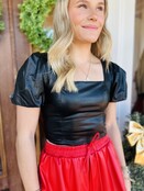 Chic Pleather Blouse - Cropped