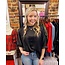 The Uptown Peach Classy Mock Neck Black Blouse