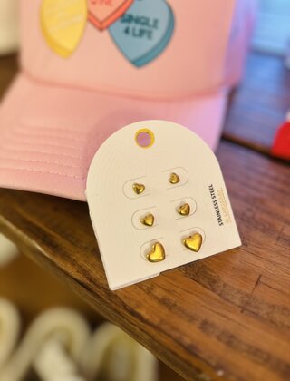 Heart Studs Earring Set