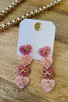 Bow and Heart Dangle Earrings