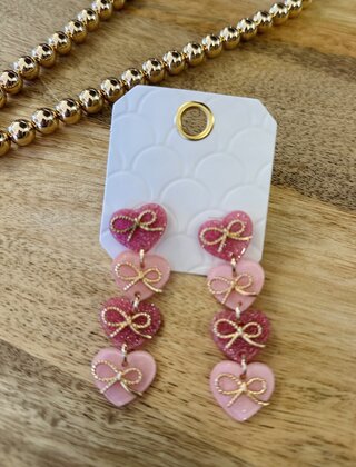 Bow and Heart Dangle Earrings